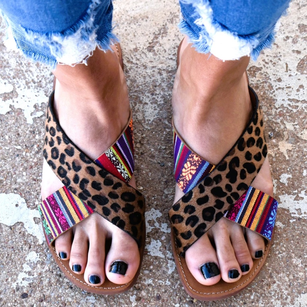 Very G Serape Leopard Sandals - Picture 2 of 13